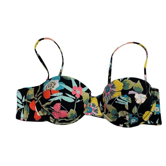 J. Crew Liberty Fabric Bikini 36B Top / Medium Bottom Black Pink Yellow - Picture 8 of 16